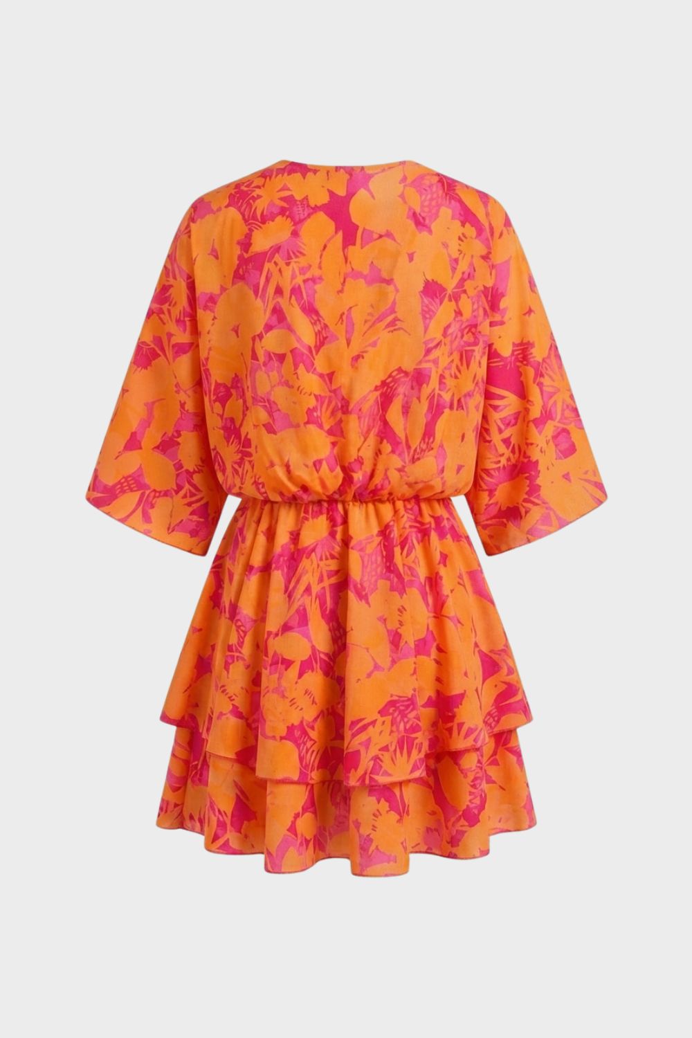 Women's V Neck Short Sleeve Mini Dress | Floral Print