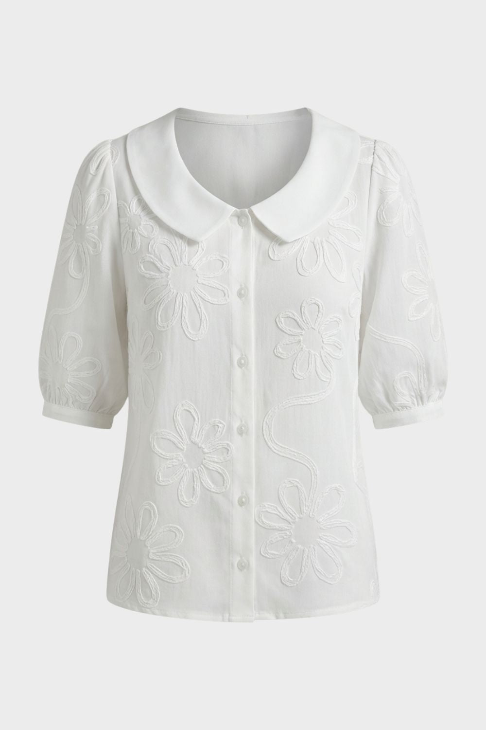 Women's Embroidered Floral Loose Fit Blouse | Round Neck