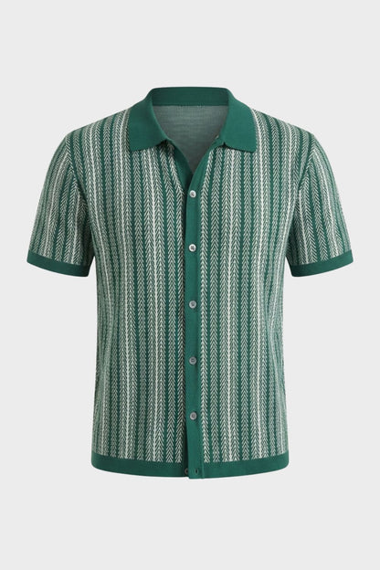 Men's Vertical Stripe Button Front Spread Collar Casual Shirt | Stripe Pattern