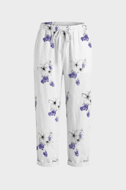 Women's Loose Fit Drawstring Pants | Striped Pattern