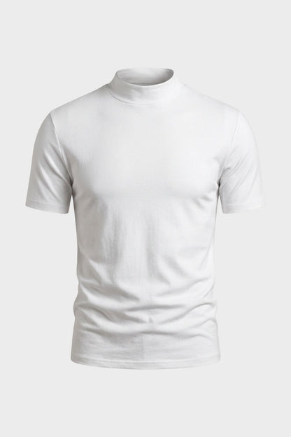 Men's Short Sleeve High Neck T-Shirt | Fitted