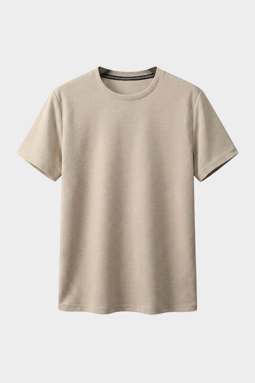 Men's Waffle Texture Crew Neck Casual Shirt | Short Sleeve