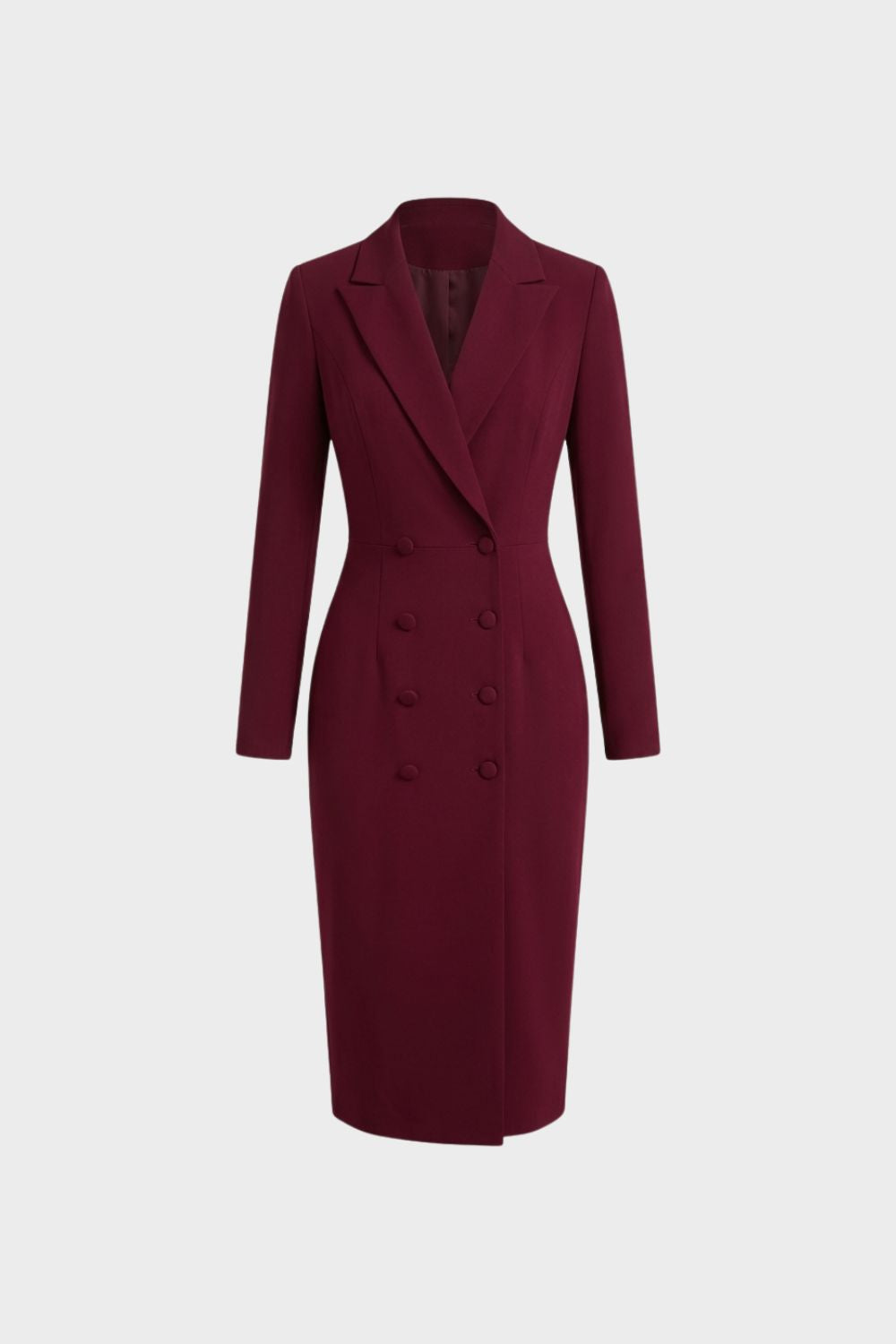 Women's Long Sleeve V Neck Midi Dress | Tailored Fit
