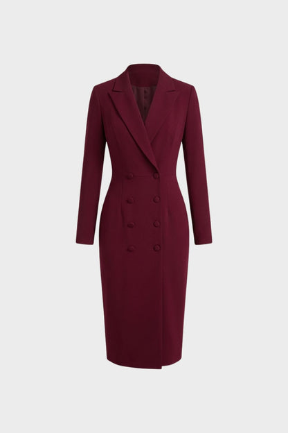 Women's Long Sleeve V Neck Midi Dress | Tailored Fit