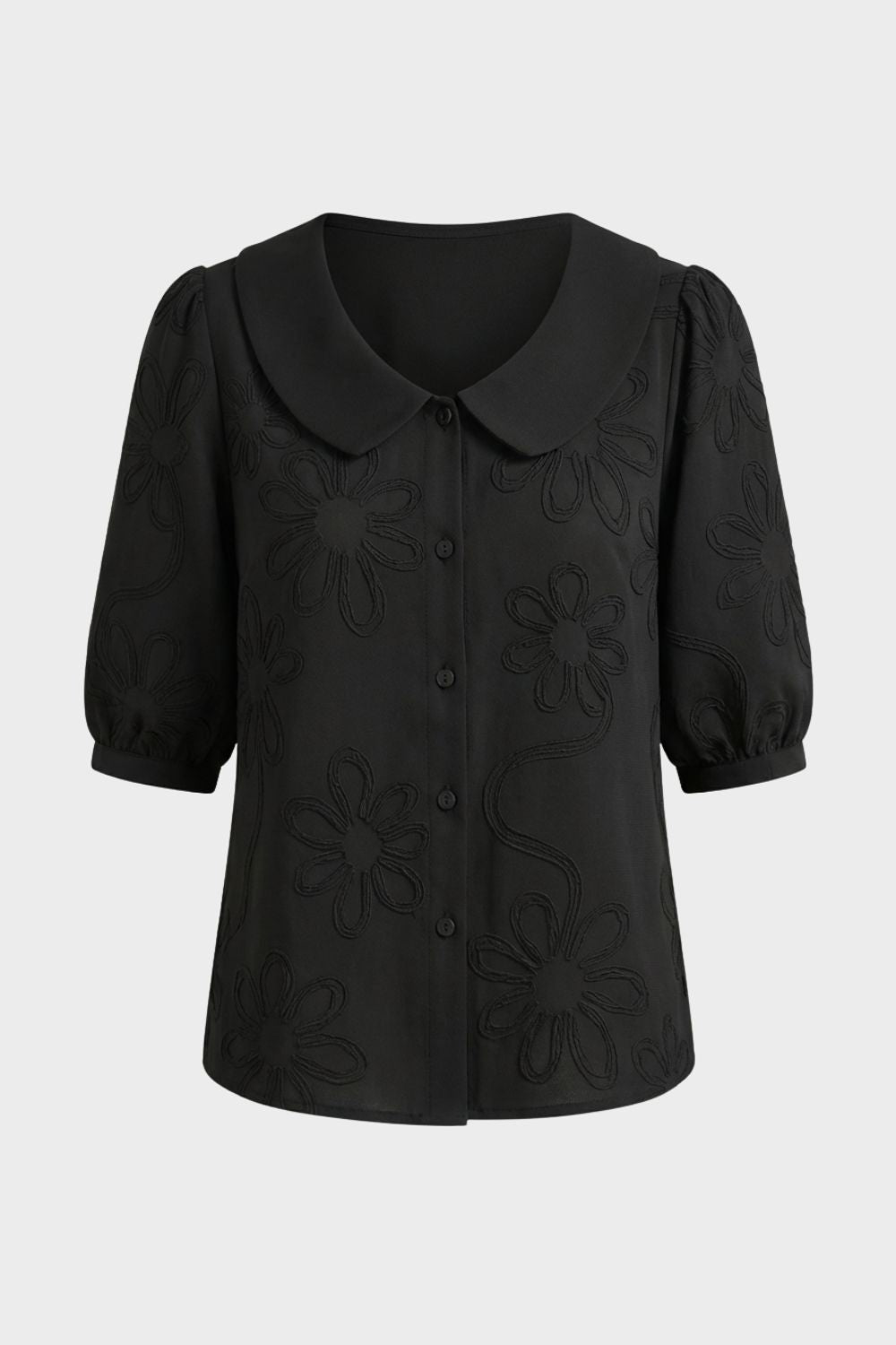 Women's Embroidered Floral Loose Fit Blouse | Round Neck