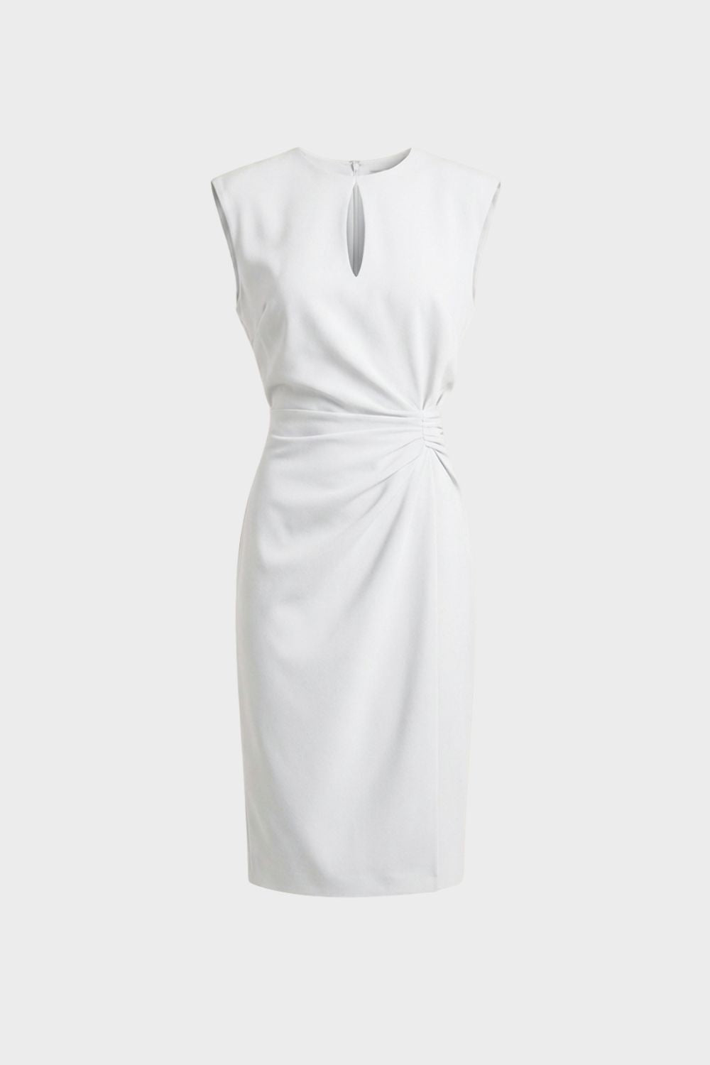 Women's Sleeveless Keyhole Neck Midi Dress | Ruched Detail