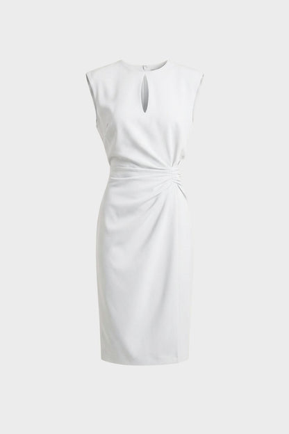 Women's Sleeveless Keyhole Neck Midi Dress | Ruched Detail