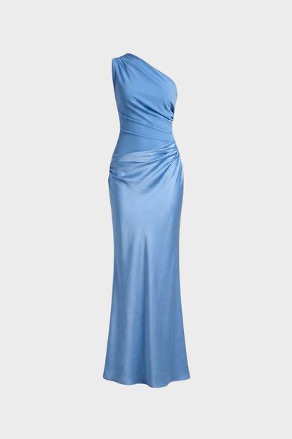 Women's One Shoulder Sleeveless Maxi Dress | Pleated