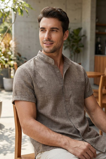 Men's Short Sleeve Stand Collar Shirt | Summer