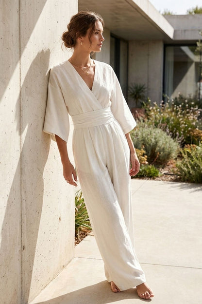 Women's Short Sleeve Wrap Style Jumpsuit | Everyday Wear
