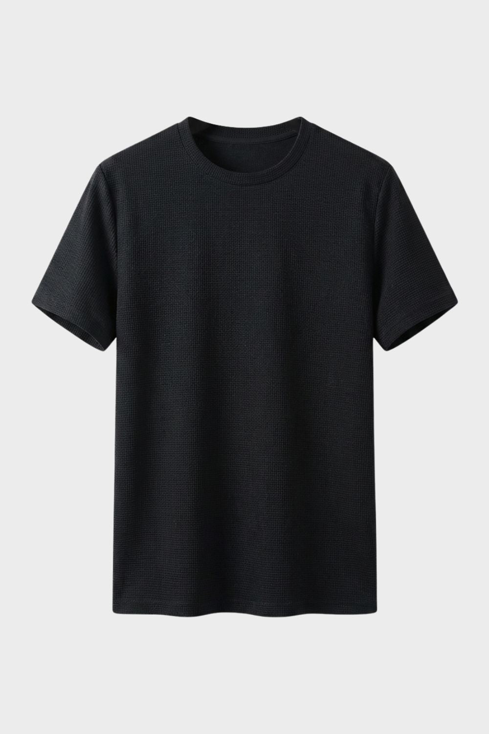 Men's Waffle Texture Crew Neck Casual Shirt | Short Sleeve