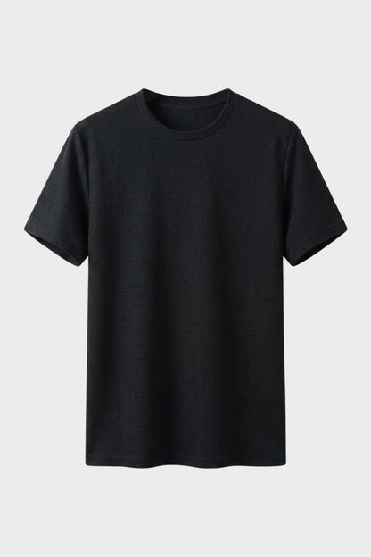 Men's Waffle Texture Crew Neck Casual Shirt | Short Sleeve