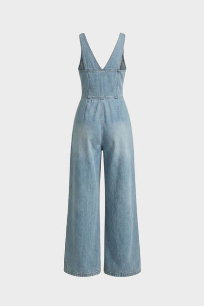 Women's Denim Jumpsuit | Wide-Leg