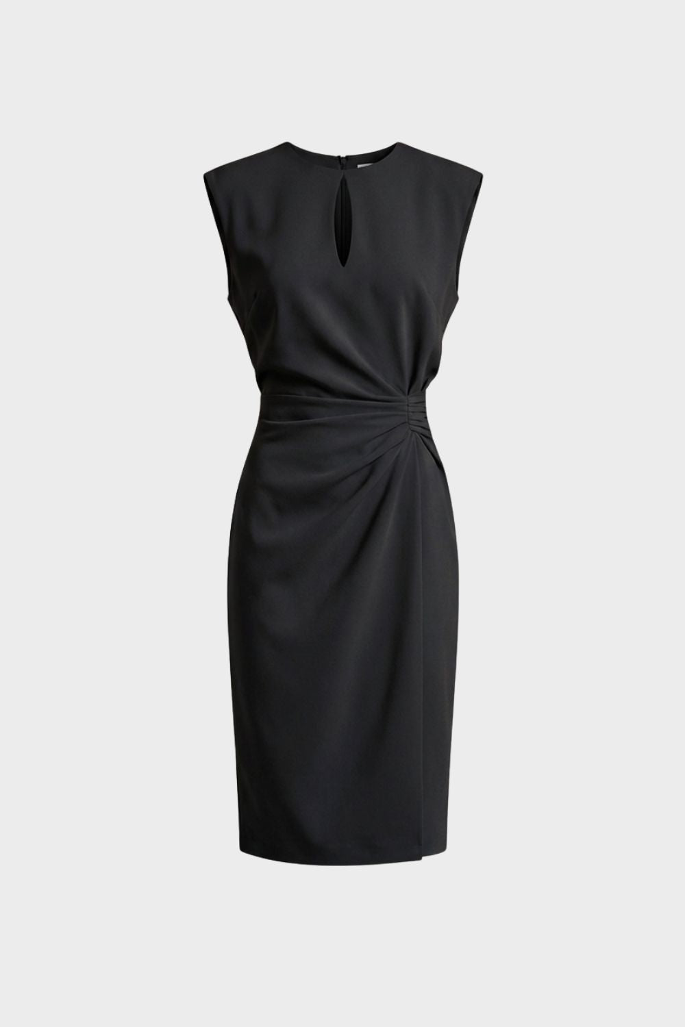 Women's Sleeveless Keyhole Neck Midi Dress | Ruched Detail