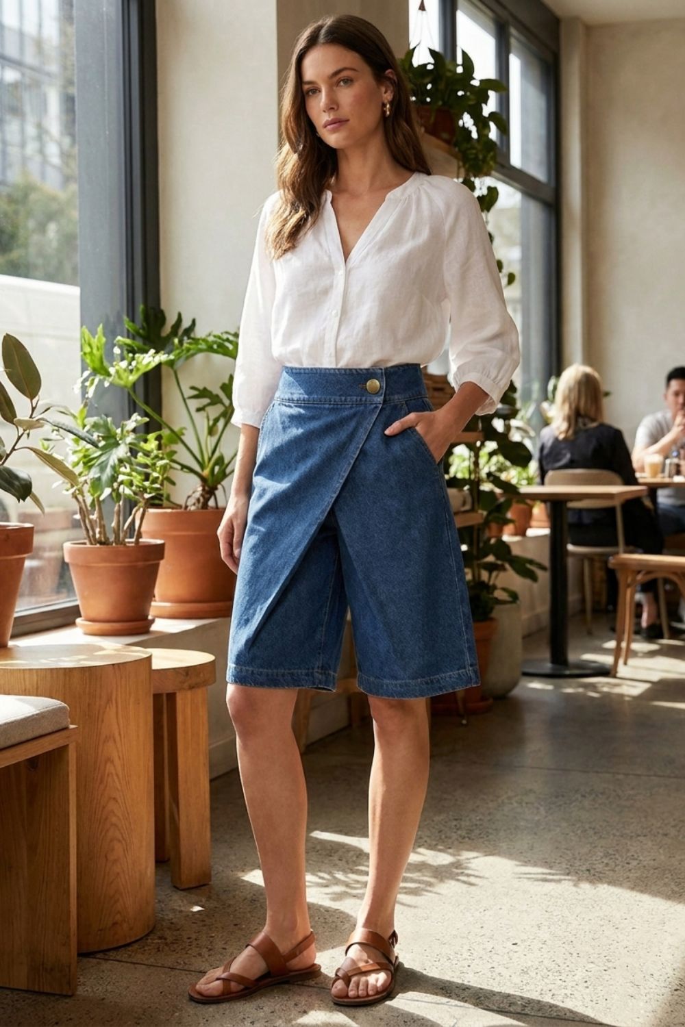 Women's High Waist Button Front Shorts | Everyday Wear