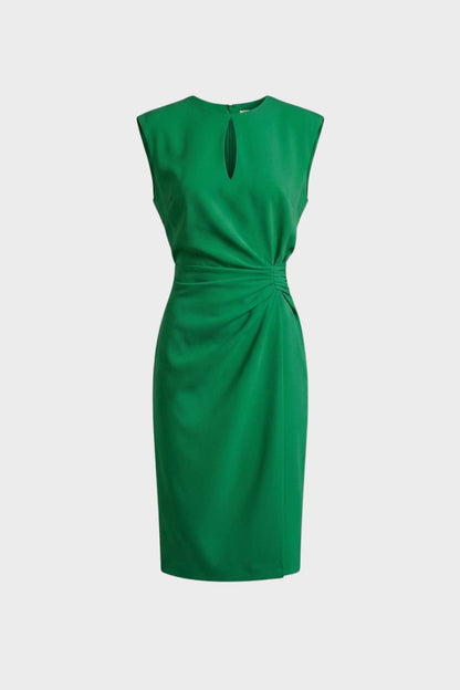 Women's Sleeveless Keyhole Neck Midi Dress | Ruched Detail
