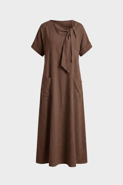 Women's Short Sleeve Round Neck Loose Dress | Maxi