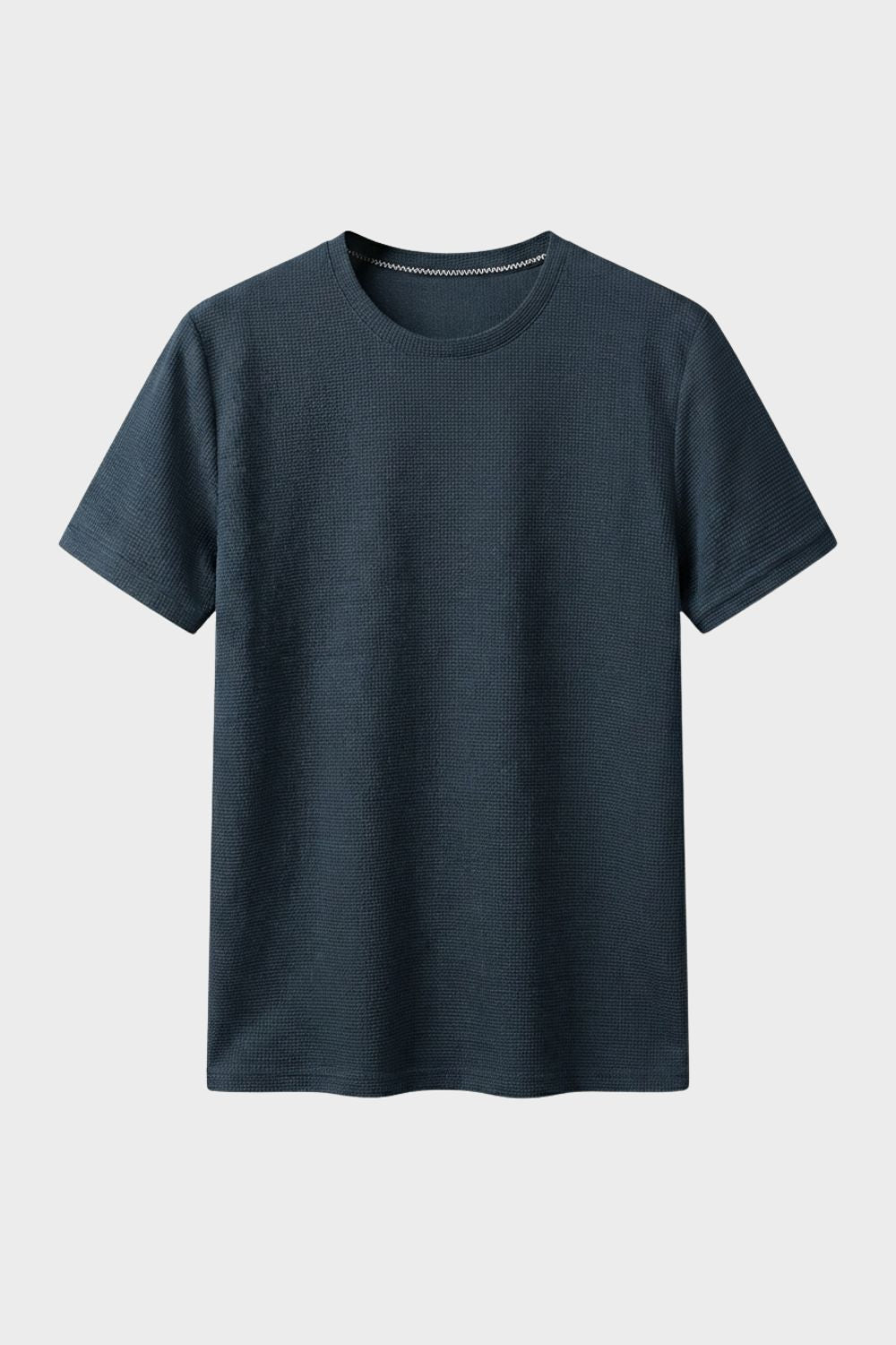 Men's Waffle Texture Crew Neck Casual Shirt | Short Sleeve