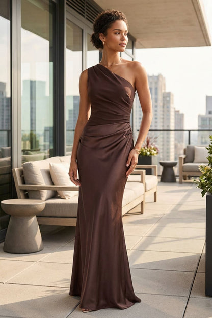 Women's One Shoulder Sleeveless Maxi Dress | Pleated