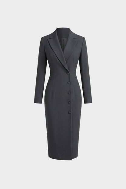 Women's Long Sleeve V Neck Midi Dress | Tailored Fit