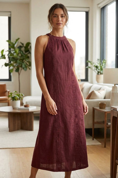 Women's Sleeveless High Neck Dress | Maxi