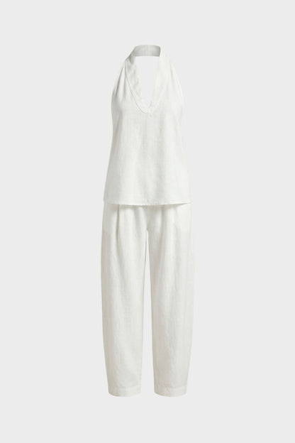 Women's Sleeveless V Neck Wide Leg Jumpsuit | Casual Style