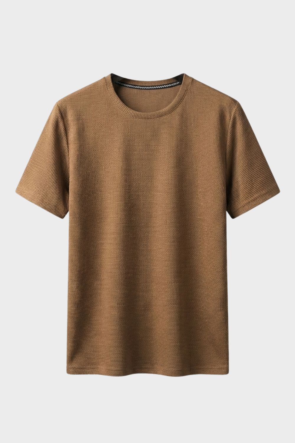 Men's Waffle Texture Crew Neck Casual Shirt | Short Sleeve
