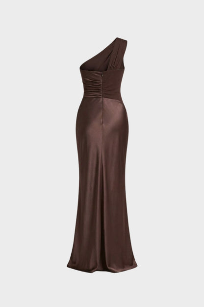 Women's One Shoulder Sleeveless Maxi Dress | Pleated
