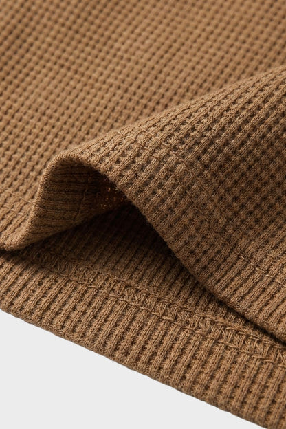 Men's Waffle Texture Crew Neck Casual Shirt | Short Sleeve