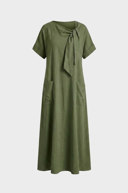 Women's Short Sleeve Round Neck Loose Dress | Maxi
