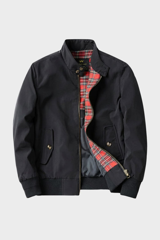 Men's Zip Bomber Jacket with Stand Collar