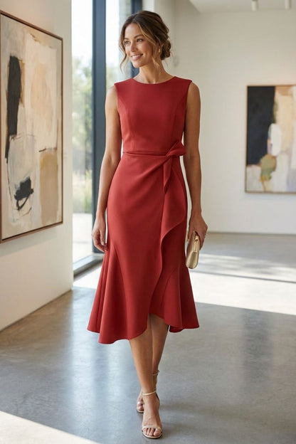 Women's Sleeveless Midi Dress | Draped