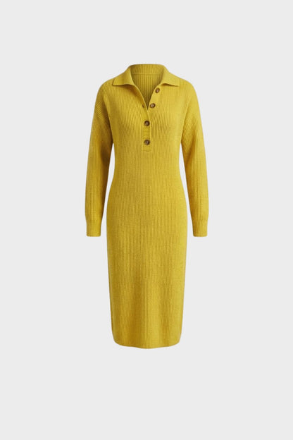 Women's Long Sleeve Collared Midi Dress | Button Front
