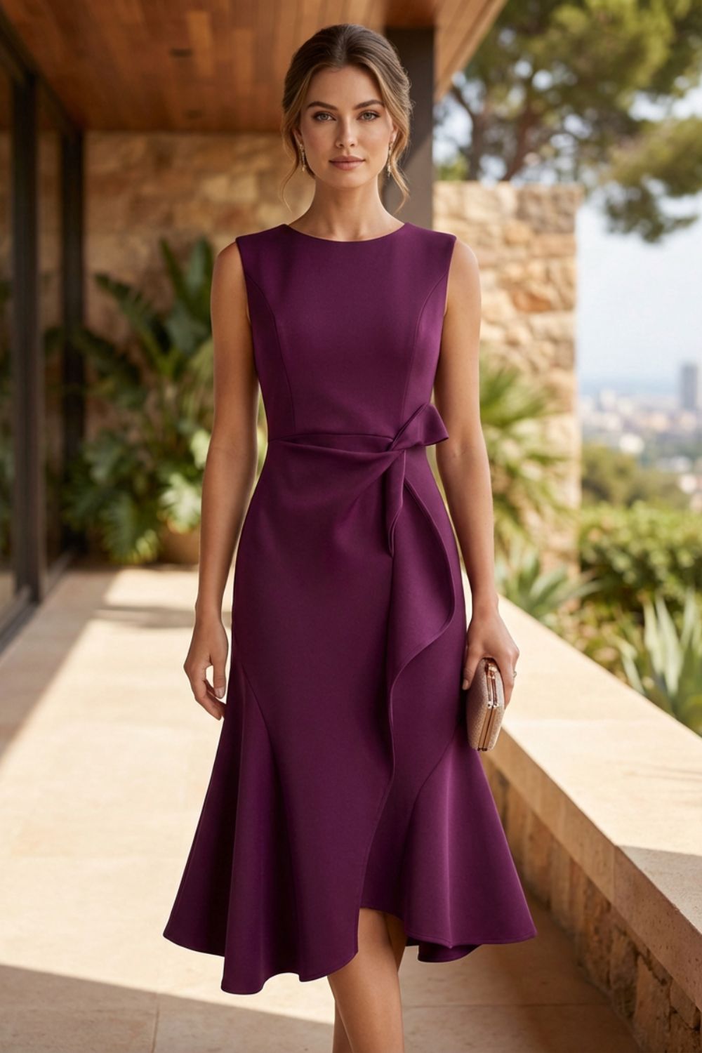 Women's Sleeveless Midi Dress | Draped