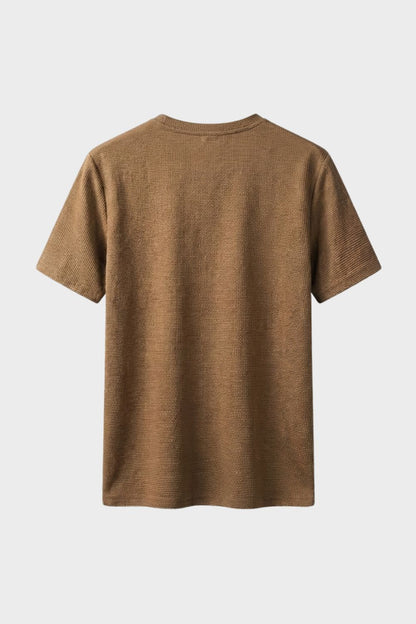 Men's Waffle Texture Crew Neck Casual Shirt | Short Sleeve