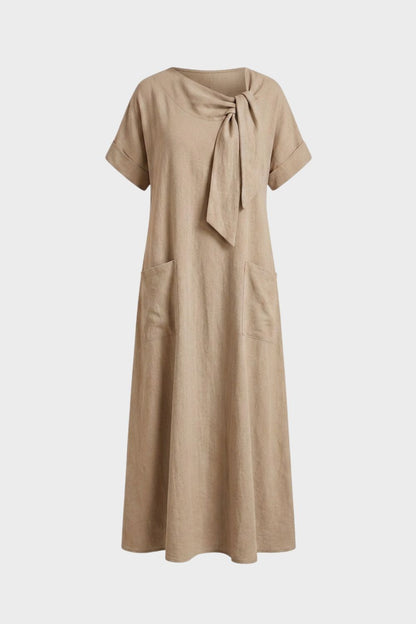 Women's Short Sleeve Round Neck Loose Dress | Maxi