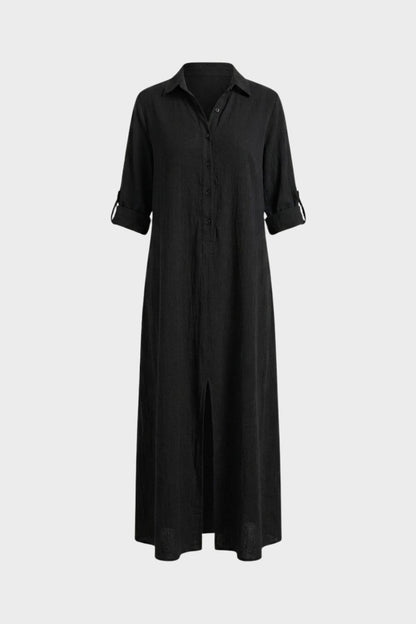 Women's Short Sleeve Shirt Style Dress | Maxi