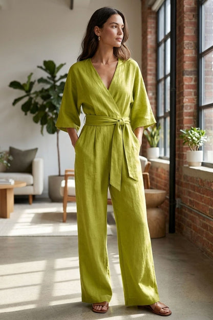 Women's Short Sleeve Wrap Style Jumpsuit | Everyday Wear