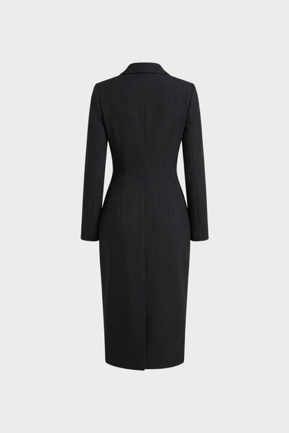 Women's Long Sleeve V Neck Midi Dress | Tailored Fit