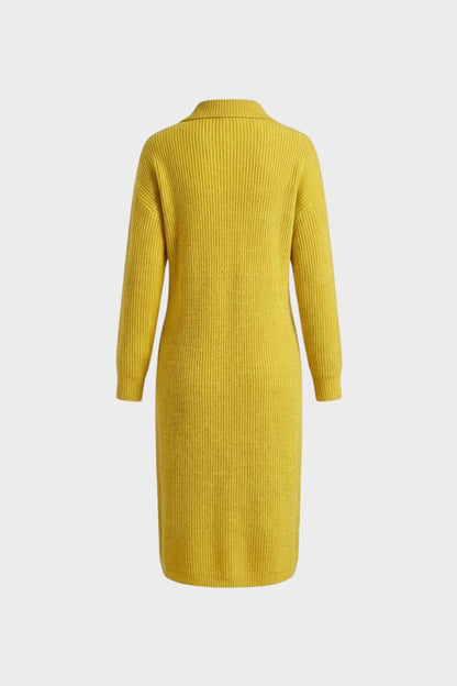 Women's Long Sleeve Collared Midi Dress | Button Front