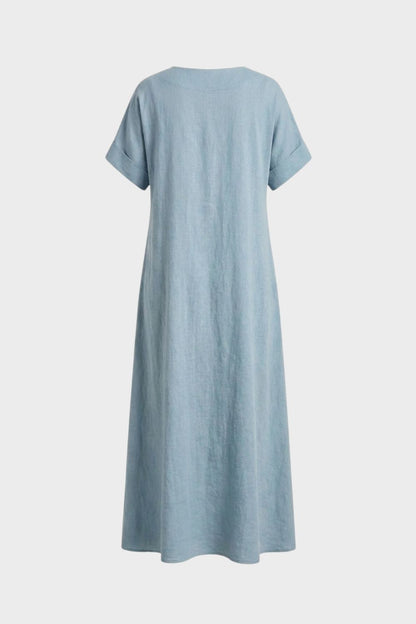 Women's Short Sleeve Round Neck Loose Dress | Maxi