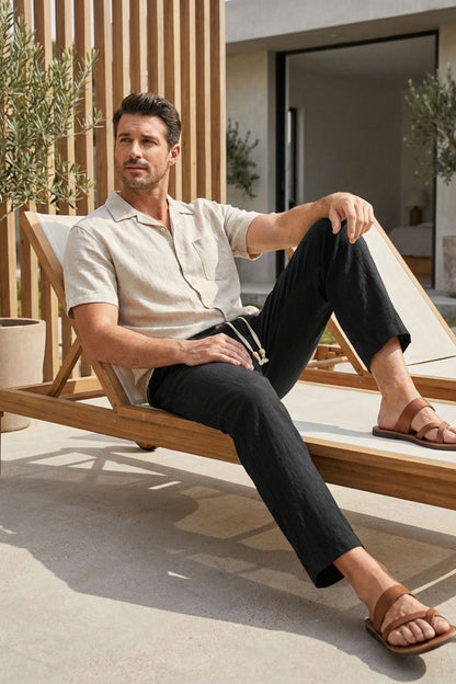 Men's Japan Style Relaxed Casual Tapered Trouser | Drawstring Waist