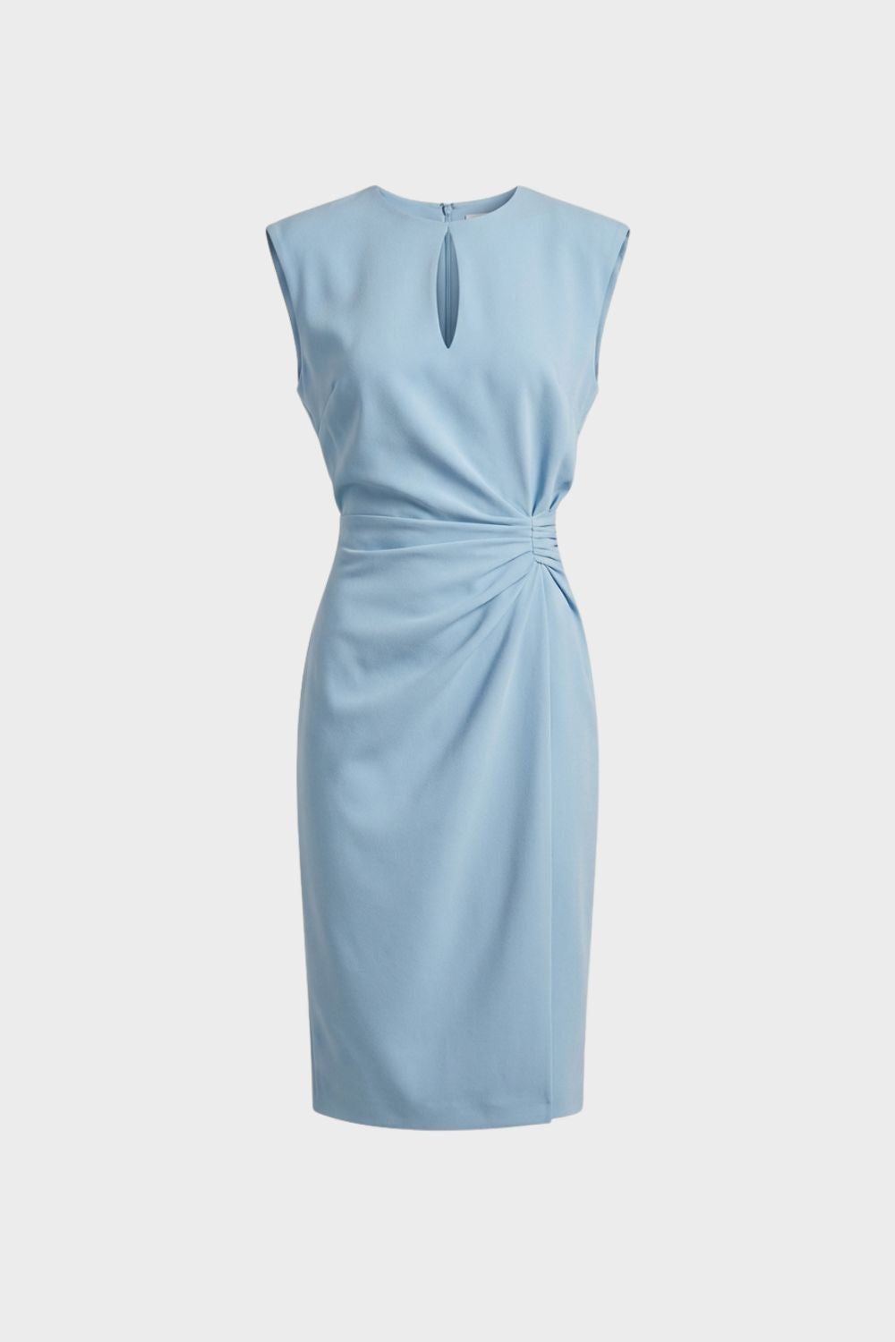 Women's Sleeveless Keyhole Neck Midi Dress | Ruched Detail