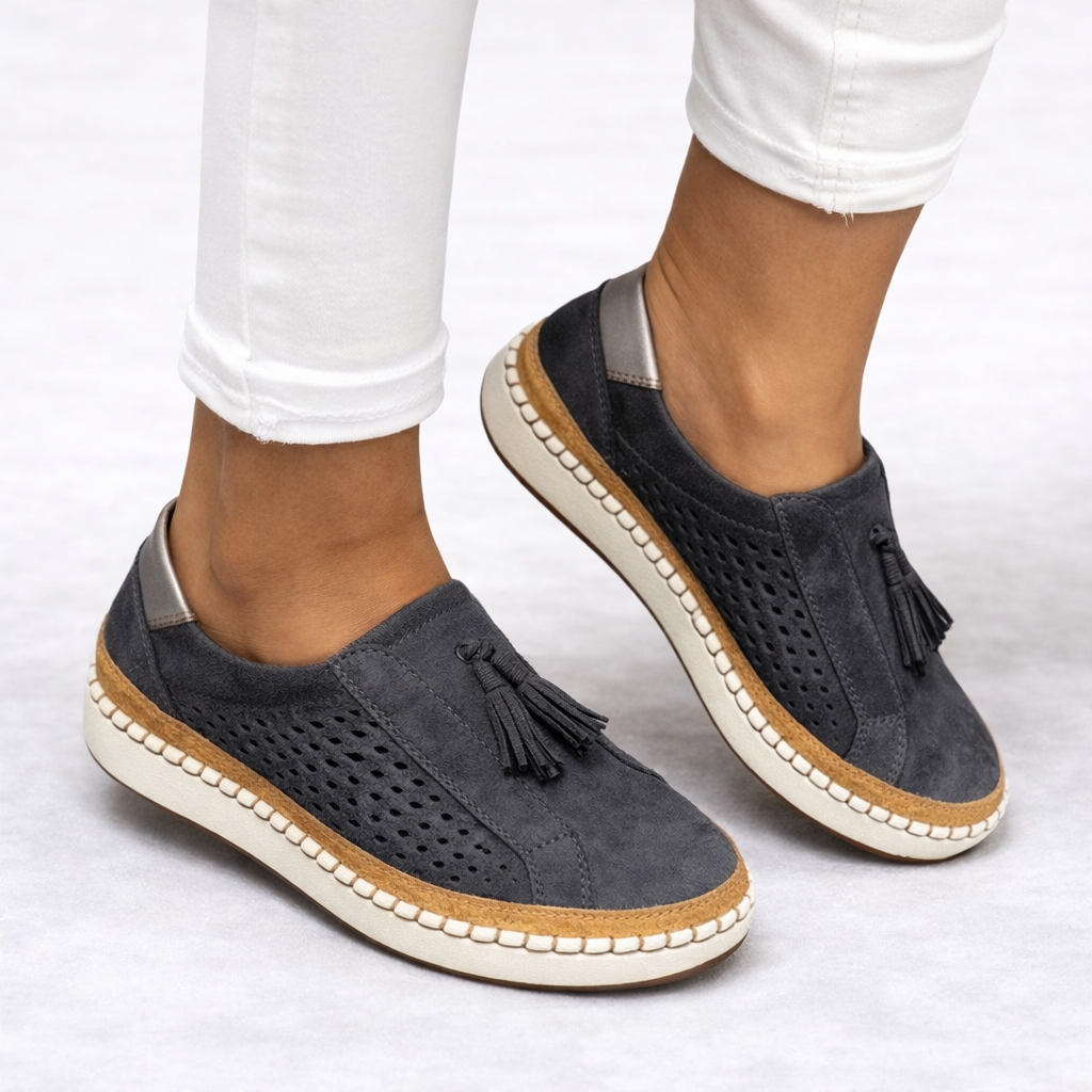 Women's slip-on sneaker with perforated side panel and tassel detail – 2