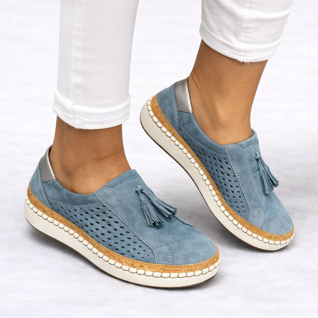 Women's slip-on sneaker with perforated side panel and tassel detail – 3
