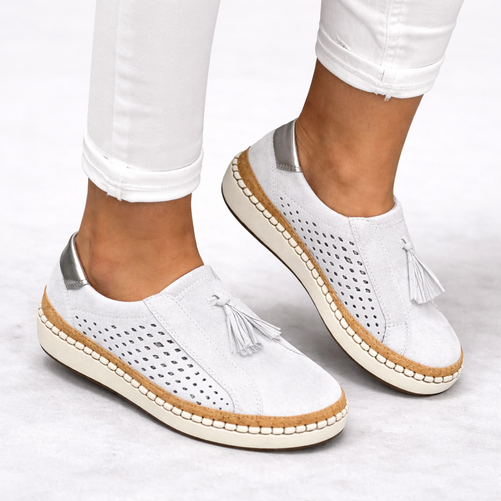 Women's slip-on sneaker with perforated side panel and tassel detail – 5
