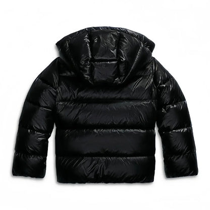 Women's cropped puffer jacket with detachable hood and ribbed cuffs – 8