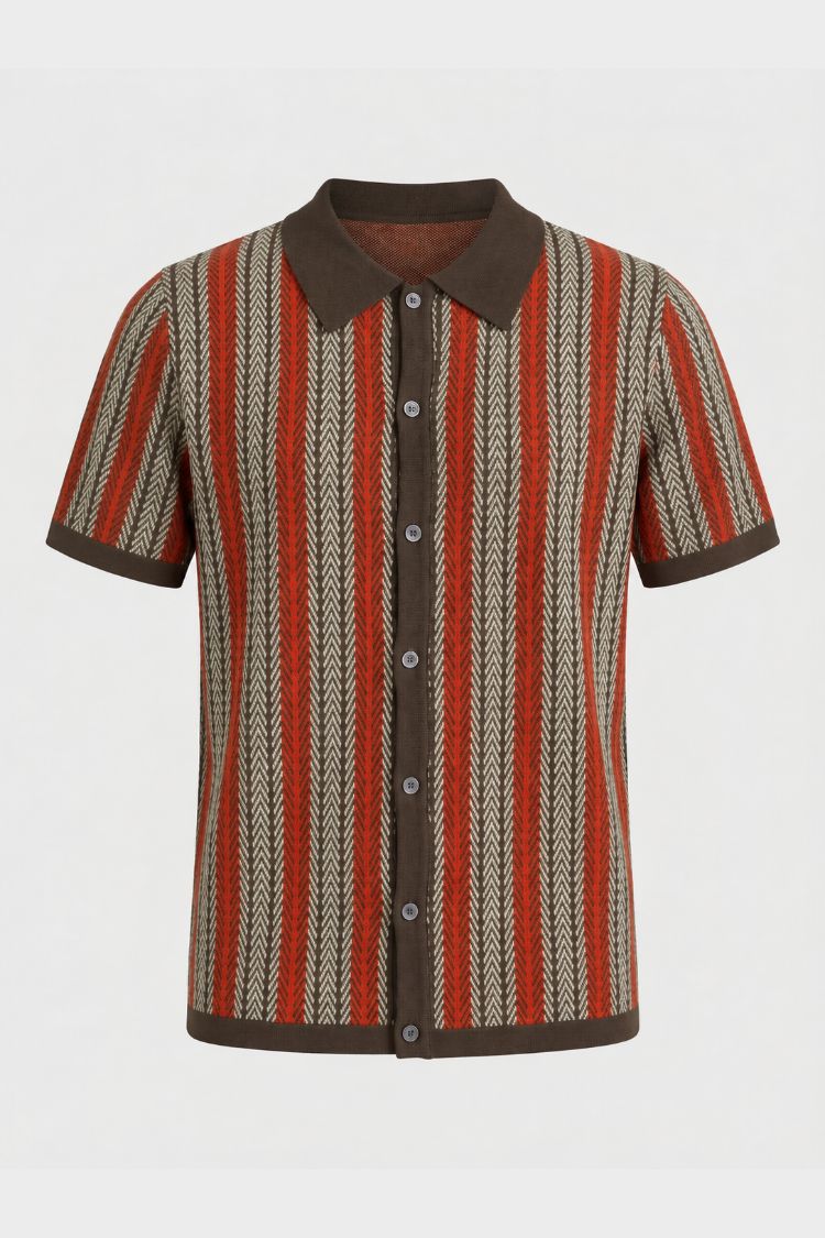 Men's Vertical Stripe Button Front Spread Collar Casual Shirt | Stripe Pattern