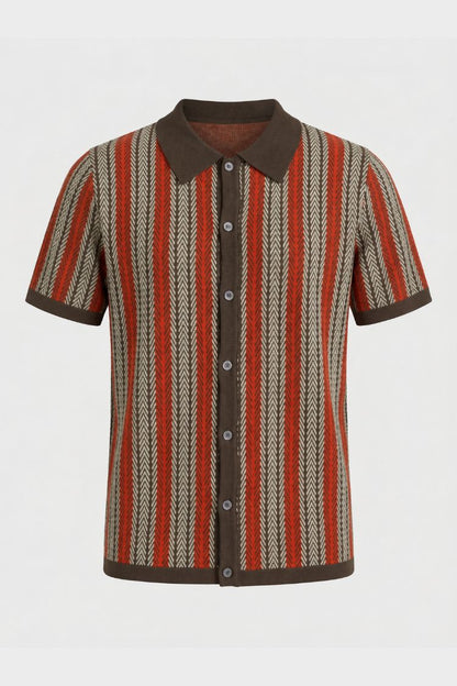 Men's Vertical Stripe Button Front Spread Collar Casual Shirt | Stripe Pattern