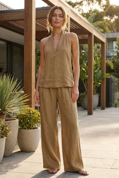 Women's Sleeveless Loose Fit Top and Pants Set | Summer Look